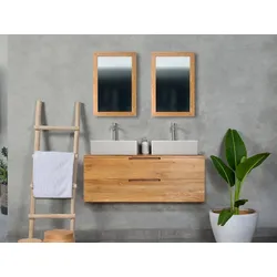 Waschbeckenunterschrank hängend mit 2 Schubladen - Helles Teakholz - 115 cm - BIMBING