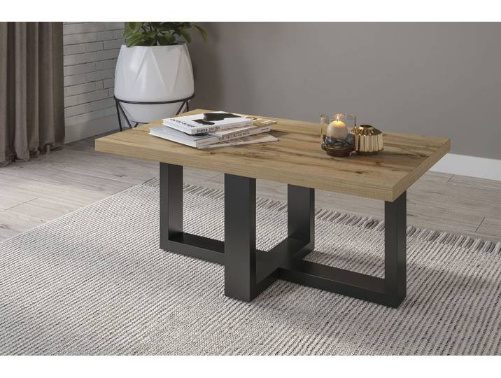 Couchtisch HOME AFFAIRE Eko , braun (wotan eiche, schwarz), B:102cm H:44,5cm T:60cm, Tische, Couchtisch, Breite 75cm bzw. 102cm