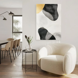 LEINWANDBILD Abstraktion in Flecken Gold Grau Schwarz 40x60cm