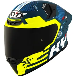 KYT TT-Revo Fuselage, Integralhelm - Matt Dunkelgrün/Blau/Gelb - M