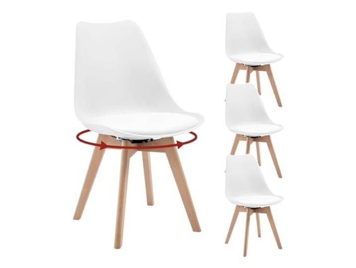 WOLTU Drehbare Esszimmerstühle 4er Set, bis 120 kg belastbar, weiß Küchenstühle aus Massivholz Kunstleder, für Esszimmer Küche Wohnzimmer