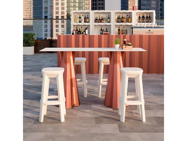 Barhocker quadratisch 74 cm modernes Design Innen Außen Frozen S1-Q - Braun