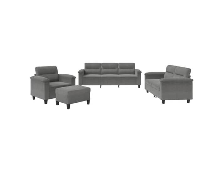 GHVBNMF 4-TLG. Sofagarnitur mit Kissen Dunkelgrau Mikrofaser Couch Set Gemütliche Polstergruppe aus Mikrofaser mit Sessel, Sofas und Hocker für maximalen Komfort im Wohnzimmer.