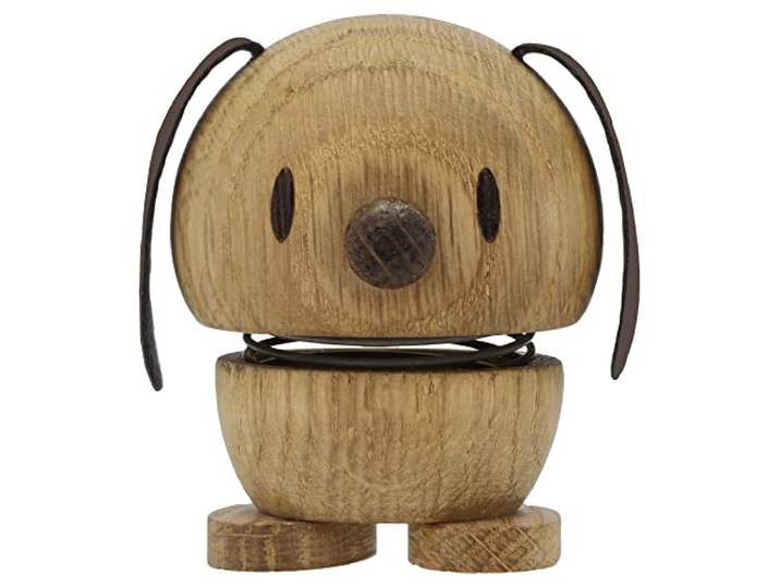 Hoptimist Chien\, Figurine à Ressort & Porte-Bonheur en Bois\, décoration scandinave\, déco pour Salon\, Bureau & Table\, idée Cadeau Originale en chêne\, 5\,5 x 5\,9 x 7\,3 cm\, Petit\, chêne