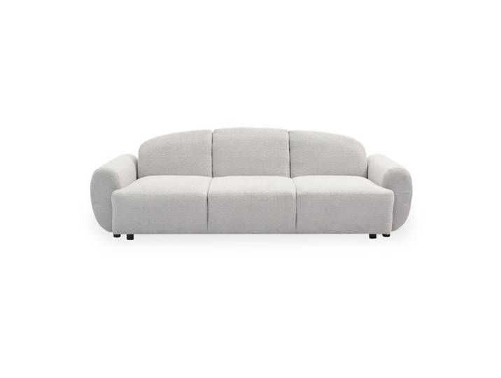 MENZZO Canapé 3 places convertible dossier et accoudoirs arrondis Oliver Tissu texturé Gris -Canapé : L234 x P88 x H75 cm<br