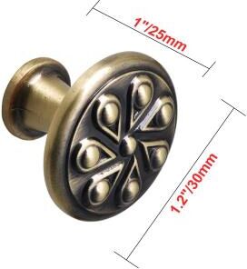 "Utopia Alley Ceil Cabinet Ring Pull Knob - Vintage Cabinet Antique Brass Hardware with Hand, Pull Knobs 1.2"""