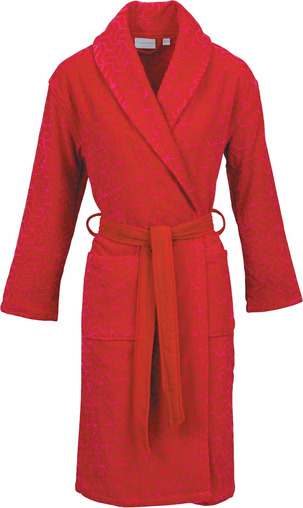 Damenbademantel CARL ROSS "Velours" Gr. 44, rot (intense rot, pink), L:110cm, Velours, Hausmäntel, Damenbademantel, Schalgragen