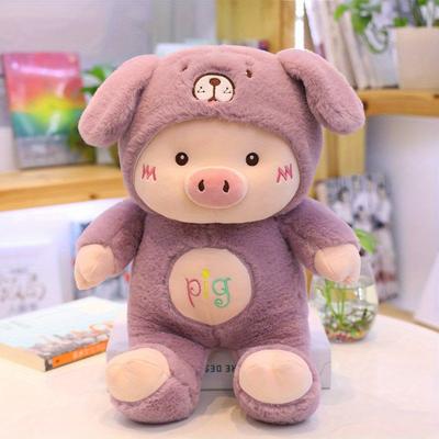 DynamicDeals Kawaii Pig Plush Toy Soft Stuffed Animal Pillow For Kids & Adults purple