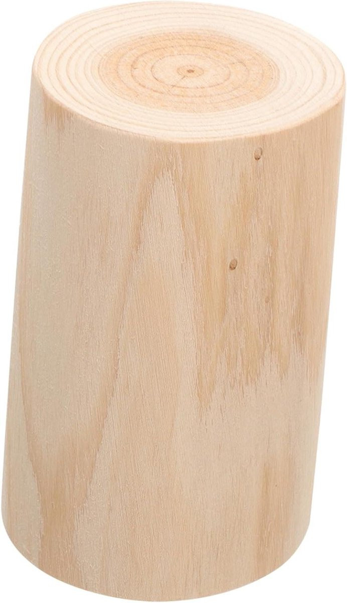 Lichtgele houten kaarsenhouder voor theelichtjes in de vorm van een stronk