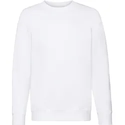KIDS PREMIUM SET-IN SWEAT  | Kinder Sweatshirt Set-In – Jungen & Mädchen, weicher Baumwollmix, Single-Jersey Nackenband, Rippbündchen, weiß, 128