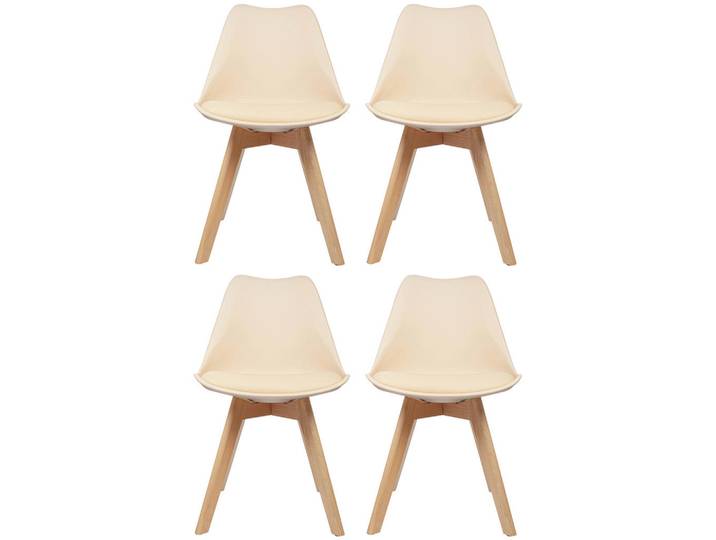 Mid.you Stuhl-Set, Buche, Beige, Buche, konisch, 48x87x56 cm, Esszimmer, Stühle, Esszimmerstühle, Esszimmerstühle-Set