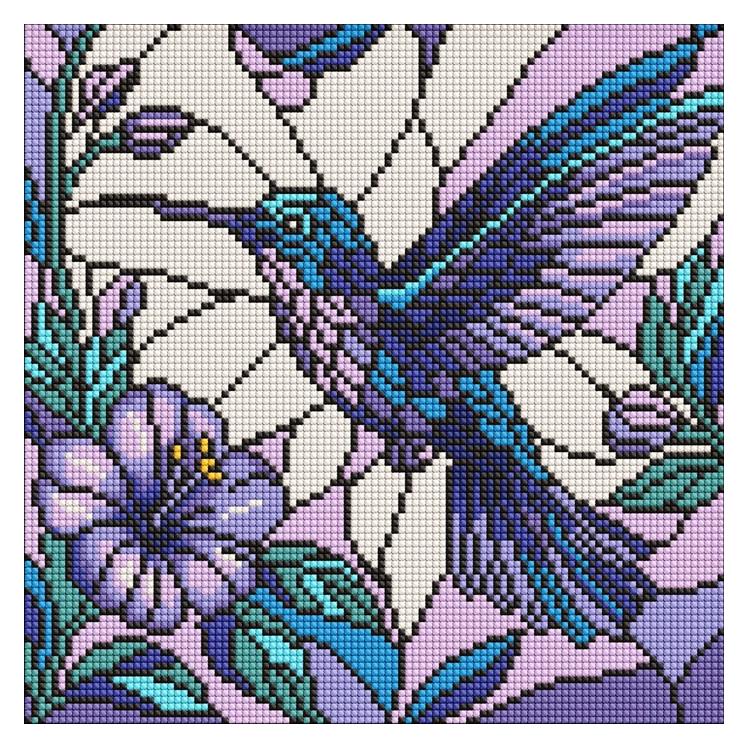 Ideyka Diamond Painting - Buntglasfenster - Kolibri 30 x 30 cm (AMO8319)