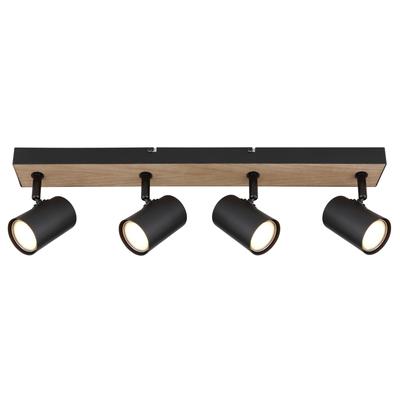 GLOBO LIGHTING Deckenspot "ROBBY", schwarz (schwarz matt), 4, Ø 5,5cm H: 13,5cm, 1 Stk., Leuchten, Strahler Schwarz/MDF Holzoptik, beweglich, GU10 35W, Deckenspot