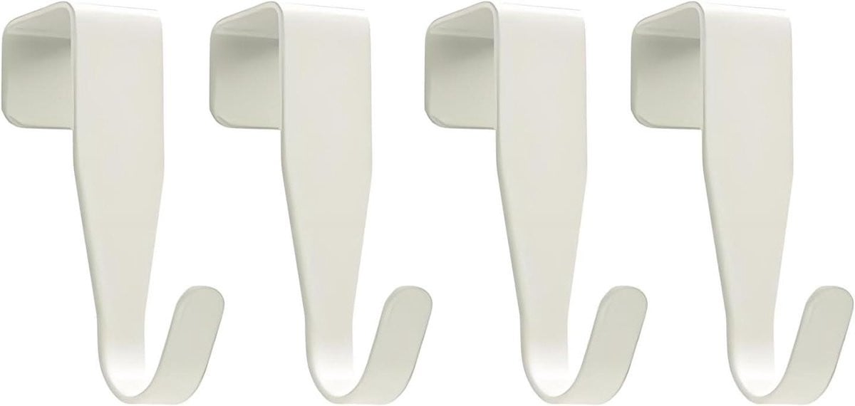 Set van 4 witte deurhaken voor kleding en accessoires zonder boren