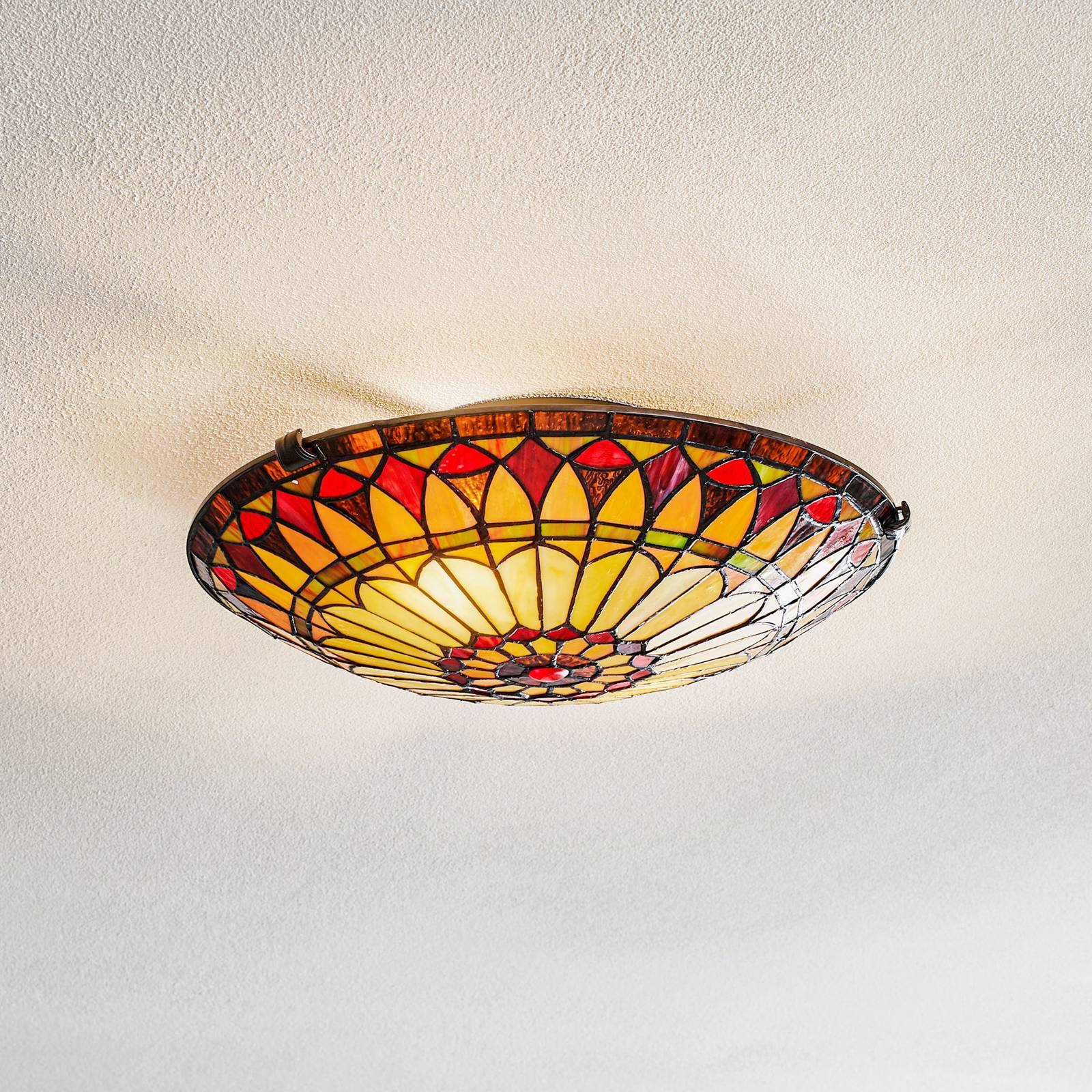 Elstead Tiffany Ceiling Light West End, dimmable, Multicolour, Living / Dining Room, metal, Tiffany, Ceiling Light