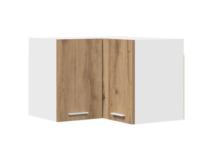 fsahslih Eck-Hängeschrank Küchenschrank Artisan-Eiche Weiß 57x57x40cm Platzsparende Eckmontage für Küche und Essbereich. Robuster Holzwerkstoff bietet strukturierte Ordnung für Geschirr.