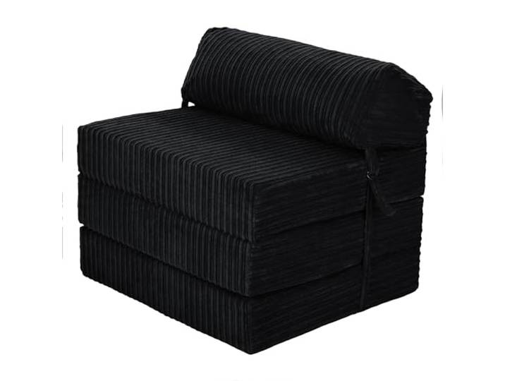 Loft 25 Jumbo Cord ausklappbare Futon Z-Bett Matratze Sofa Wohnzimmer Sleepover Guest bequemen Klappmatratze Gästematratze Ergonomically Designed Futon Z-Bed (Kord Stoff, Schwarz)