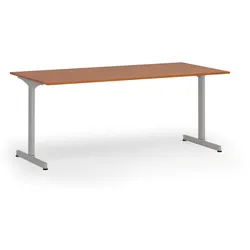 Bürotisch PRIMO BETA, 180x90 cm, graues Metallgestell, Kirschbaum