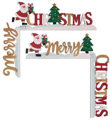 Modern Mode Marketplace Santa Claus Door Sign Decor, DIY Wooden Door Frame Ornament, Christmas Door Corner Frame Decoration, For Xmas Home Party a