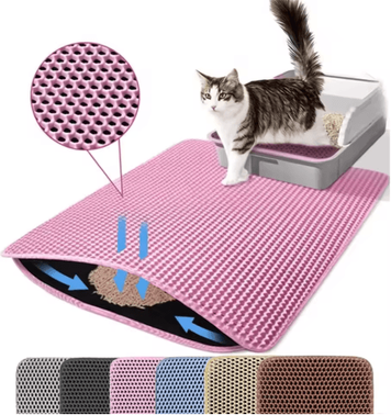 Inspire Picks Litter Mat Cat Litter Mat With Double Layer Waterproof Design For Cleaner Floors pink l 45x60cm