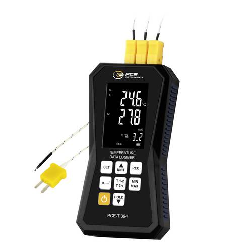 PCE Instruments 4-Kanal-Thermometer mit Datenlogger PCE-T 394 |Messbereich -210 ... 1370°C |Thermoelementtypen K und J
