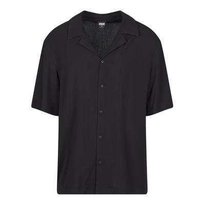 Langarmhemd URBAN CLASSICS "Urban Classics Herren Loose Viscose Shirt", Herren, Gr. M, US-Größen, schwarz, 100% Viskose, mehrfarbig, Hemden