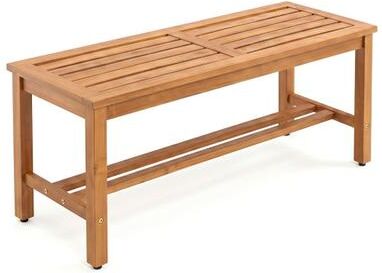 Costway Outdoor Acacia Wood Patio Bench for 2 with Slatted Seat-1 Piece
