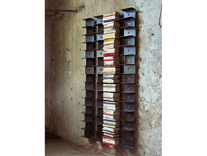 Bücherregal Ptolomeo Wall Opinion Ciatti schwarz, Designer Bruno Rainaldi, 22.5x210x19 cm