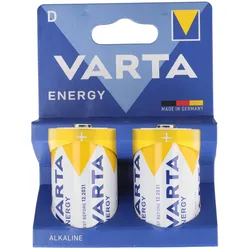 Varta Batterie Alkaline, Mono, D, LR20, 1,5V Energy, Retail Blister (2-Pack)