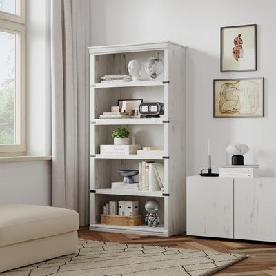 Garvee 67.4in Tall Wooden 5 Tier Bookcase, Farmhouse Book Shelf with Storage, Open Display Bookshelves