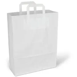 250 Papiertragetaschen Einkaufstüten Papier mit Flachhenkel weiß 32x17x44cm 80g/m2