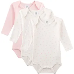 Sanetta 3er-Pack Bodys langarm Herzen, natur | rosa, 98