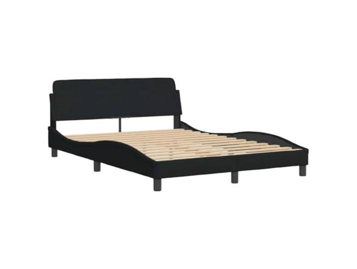 KTHLBRH Bettrock Dover schwarz 120 x 200 cm Stoff Mit gepolstertem Kopfteil, Metallbeinen, Latten aus Sperrholz, gewelltes Design