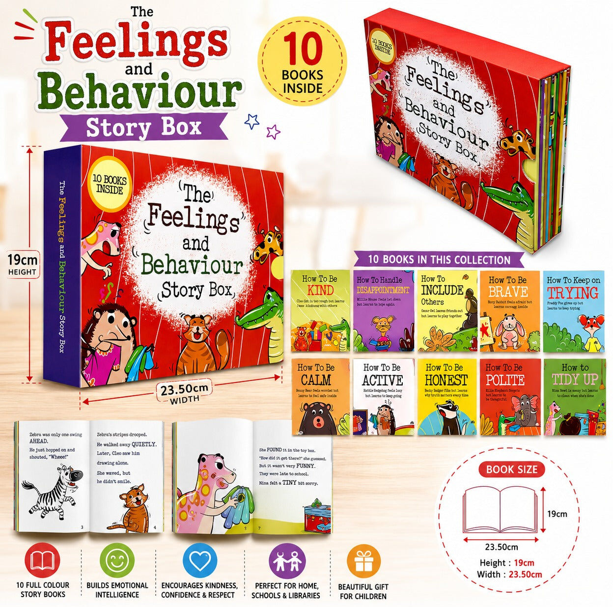Rupa Publications India Feelings and Behaviour Story Box 10 Books Collection Set by Moonstone - Paperback - Ages 3-7 - Kindness, Bravery & Emotional Intelligence Stories