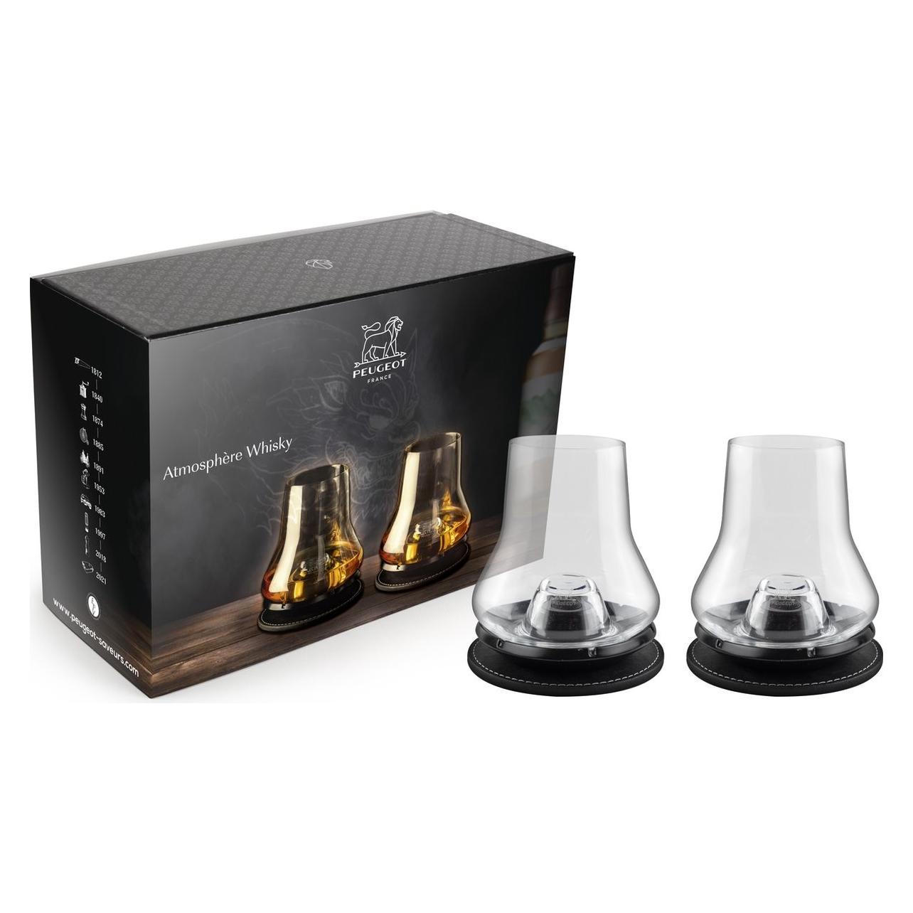 Peugeot Atmosphère Whisky geschenkset - 2 whiskyglazen en koelbasis (2x) (Atmosphère Whisky)