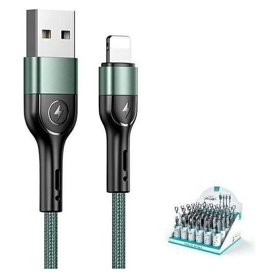 Usams Kabel pleciony U55 2A lightning 1szt. for set U55 zielonygreen 1m SJ448USB (1 m, USB 1.0) (SJ448USBSG02)