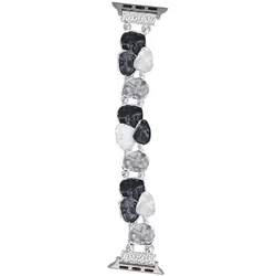 Neue Armbanduhr-Band GlacierX Gleam Ruffle Stretch Bracelet Charcoal Pearl für Apple Watch 38/40/41mm Schwarz