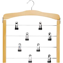 Mehrfach-Hosenbügel mit Clips - Platzsparendes Design für Hosen, Schals & Handtücher - Leicht, robust, 4 Ebenen, 8 Clips, drehbarer Haken - 39x43x1.4cm