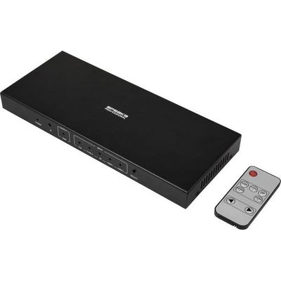 SpeaKa Professional SP-HDPS-300 5 Port HDMI-Switch mit Fernbedienung, Metallgehäuse, LED-Anzeige, über PC steuerbar 3840 x 2160 Pixel