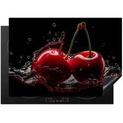 HERDABDECKPLATTE Kirsche - Rot - Frucht - Wasser - Schwarz Herdabdeckung Induktionsfeld 75x52 cm