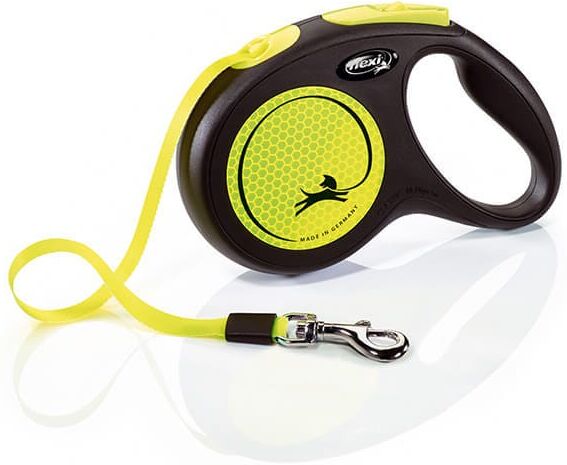Flexi Neon 5m Black Medium Tape Extendable Dog Lead