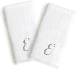 Copper Grove Belgrad 2-piece White Turkish Cotton Hand Towels with Grey Script Monogrammed Initial