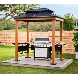 Sojag Aluminium Grillpavillon Maui | Holzoptik | 158x249x278 cm - Schwarz