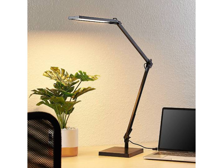 LED Schreibtischlampe Antisa Lindby, dimmbar, schwarz, für Arbeitszimmer / Büro, Kunststoff, Modern, LED Tischlampe