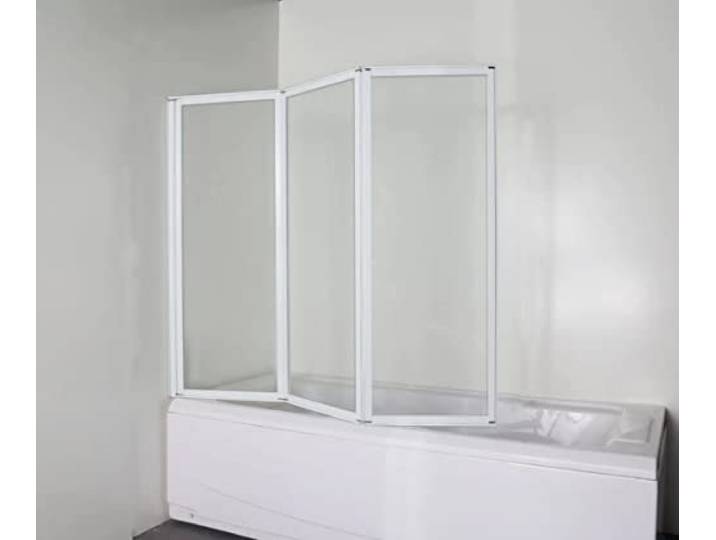 Sanotechnik Duschtrennwand Nil 130-131x121 cm weiß - Duschwand für Badewanne, Duschabtrennung, Duschwand