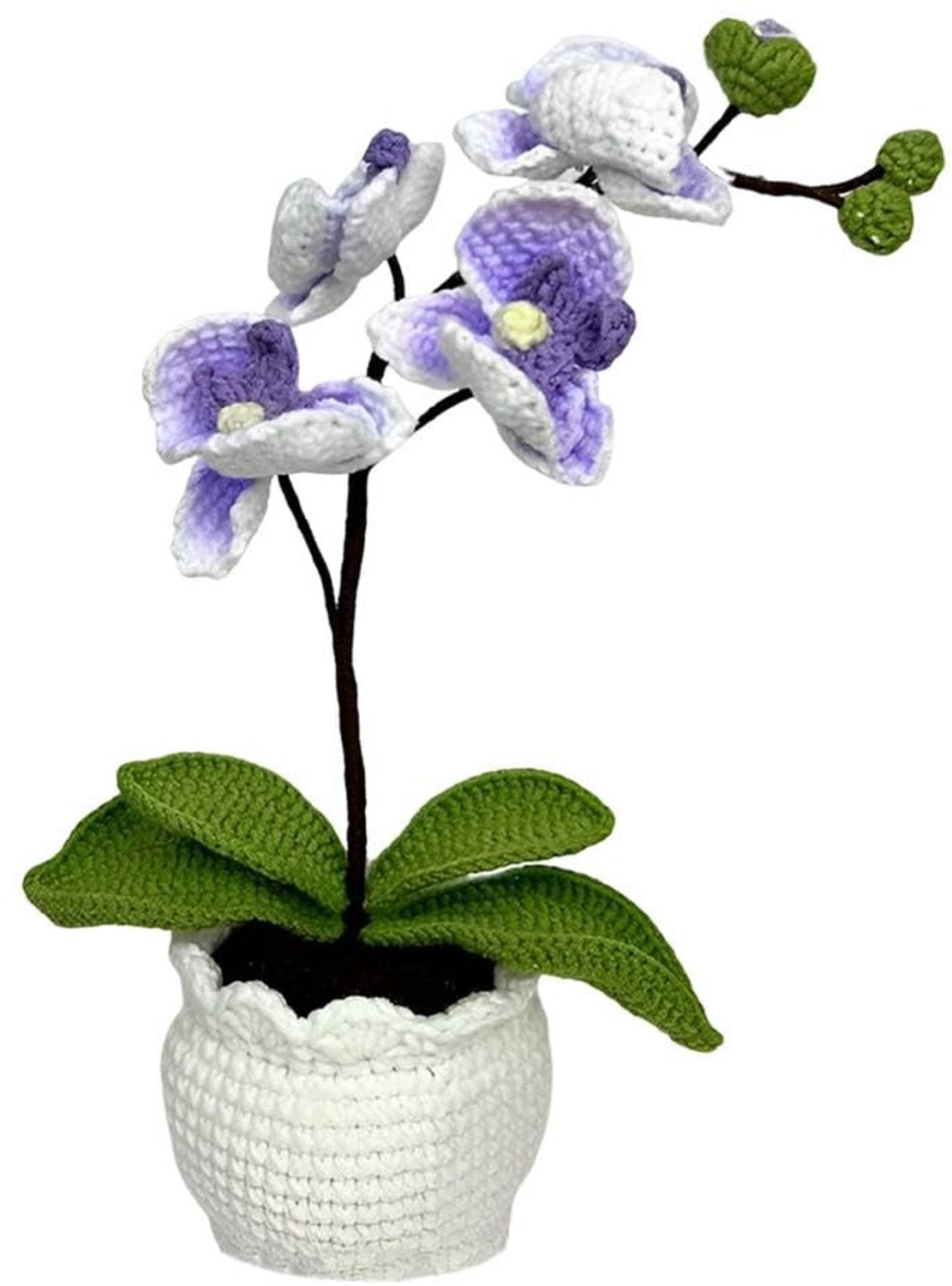Handgemaakte Gehaakte Phalaenopsis Orchidee in Pot voor Decoratie