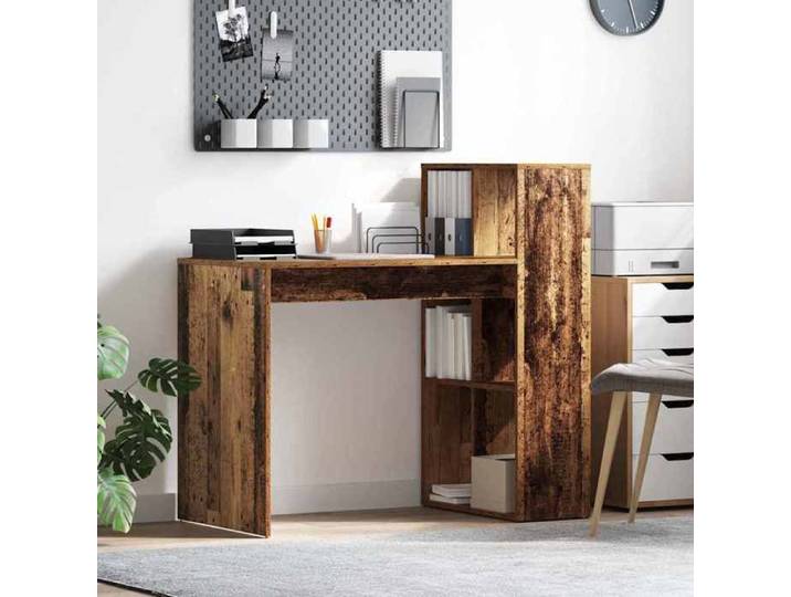 Bureau en bois d'ingénierie Marron 108 x 55 x 103 5 cm - Bureau droit avec étagères