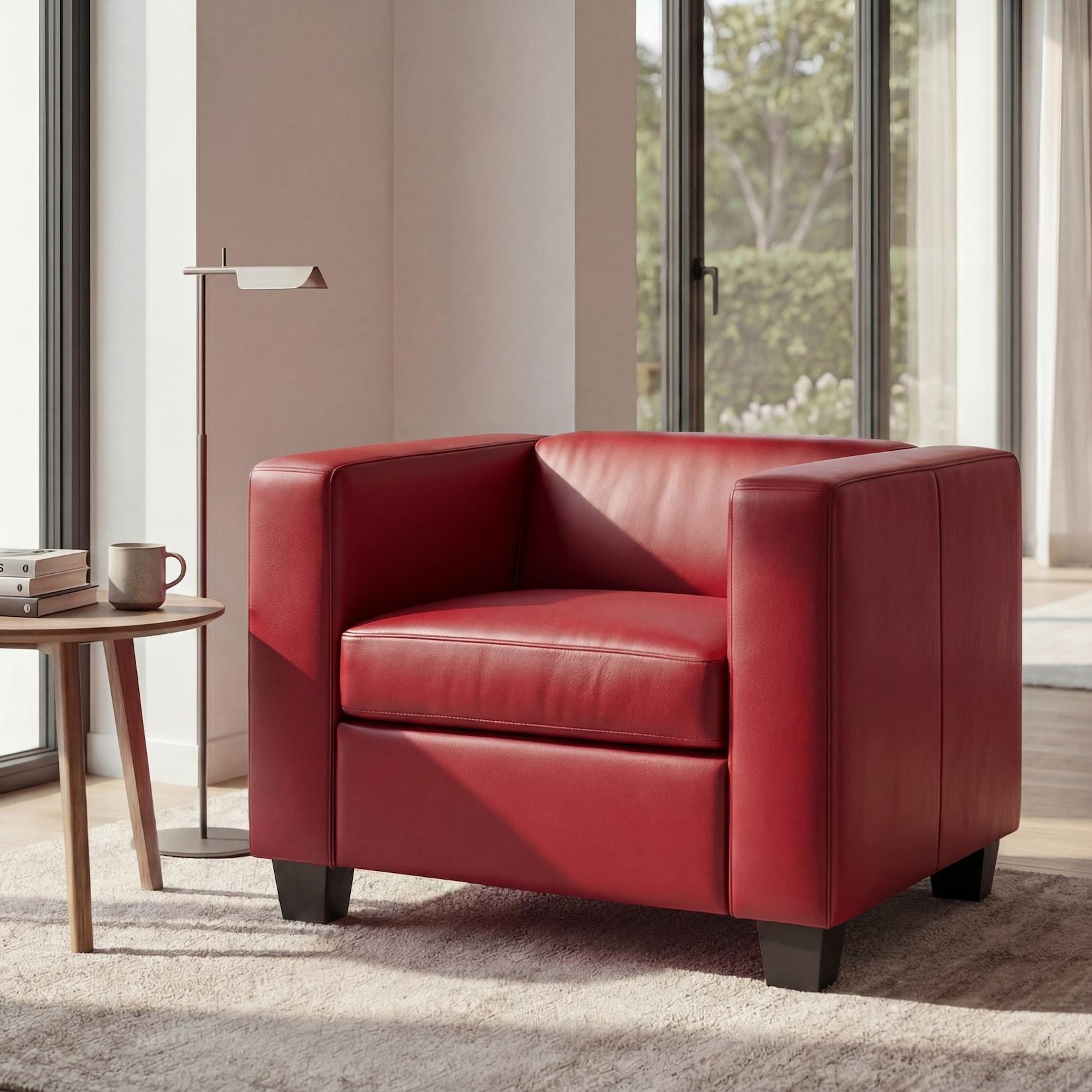 Sessel Lille ~ Leder, rot
