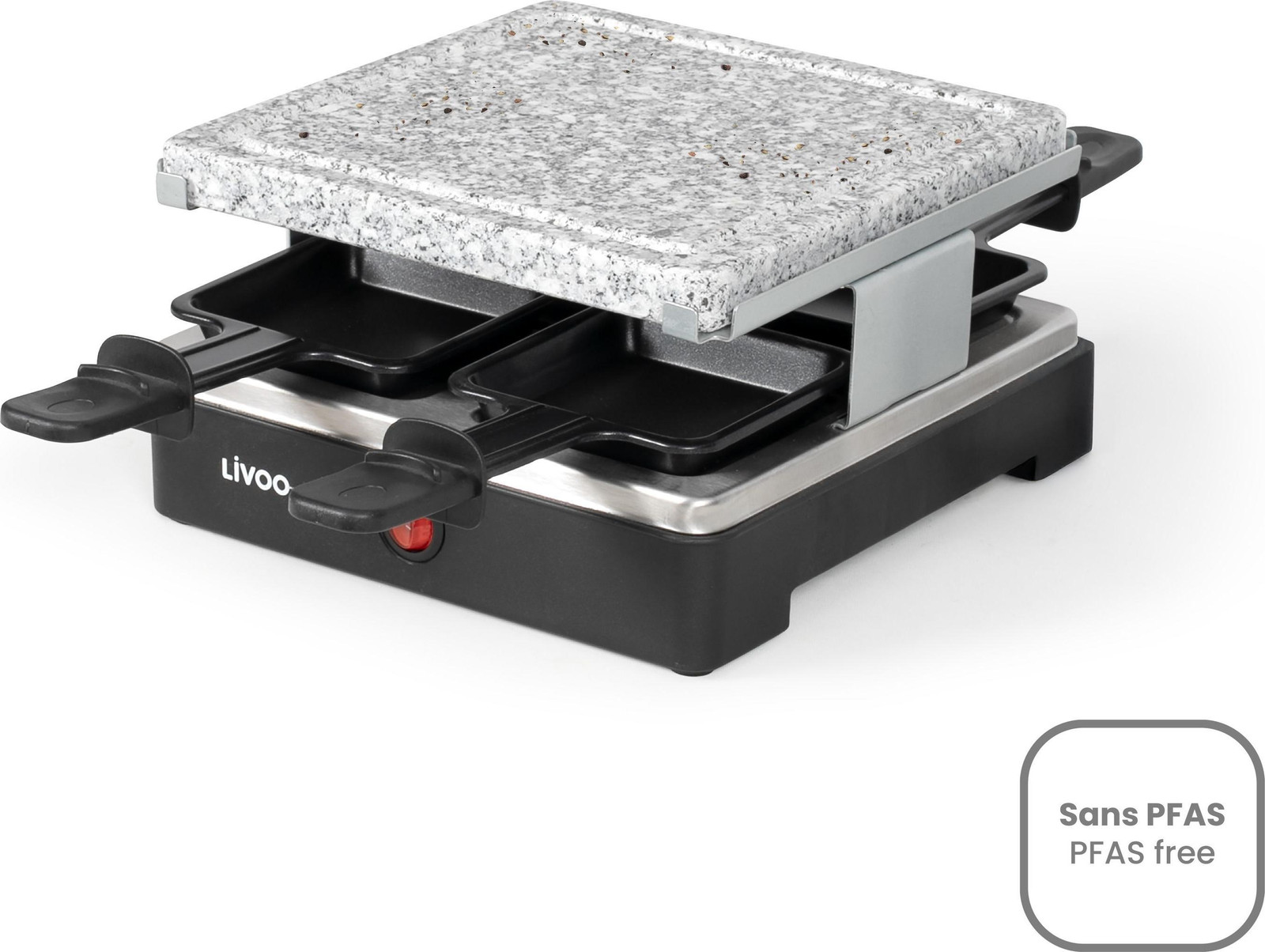 LIVOO Raclette grill DOC242 voor 4 personen, 600 W, met afneembare granieten plaat