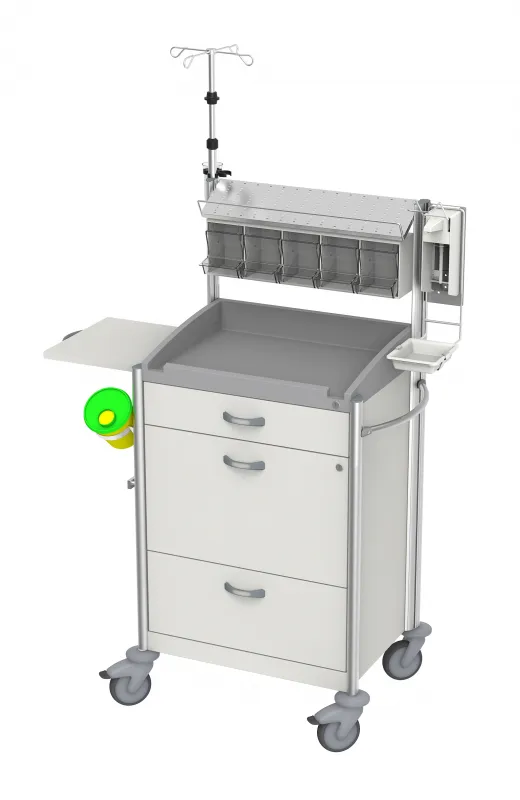 HAEBERLE GmbH + Co. KG Haeberle Keo Behandlungswagen 6, fahrbar, 3 feste Metall-Schubladen, Spritzenspender 18681